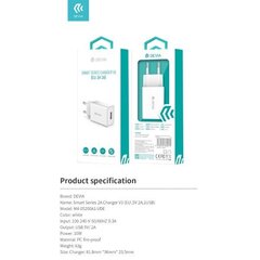 Сетевая зарядка Devia Smart, 2A, белая цена и информация | Зарядные устройства для телефонов | kaup24.ee