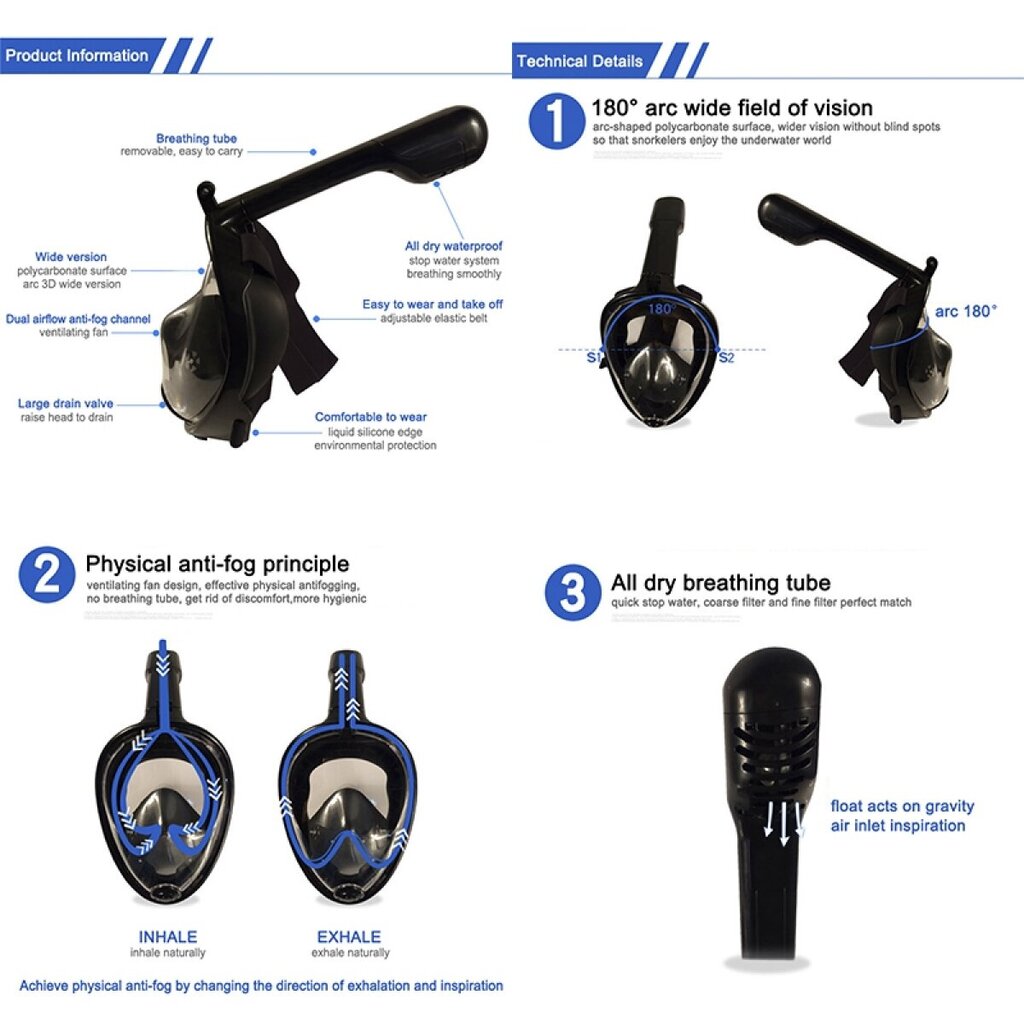 Sukeldumismask, sinine hind ja info | Ujumismaskid | kaup24.ee