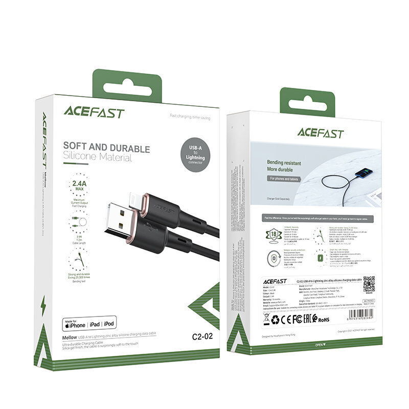 Telefonikaabel Acefast MFI USB - Lightning 1.2m, 2.4A hind ja info | Mobiiltelefonide kaablid | kaup24.ee