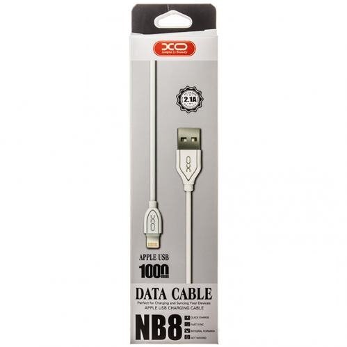 Kaabel XO cable NB8 USB - Lightning, 1 m, 2,1 A, valge hind ja info | Mobiiltelefonide kaablid | kaup24.ee
