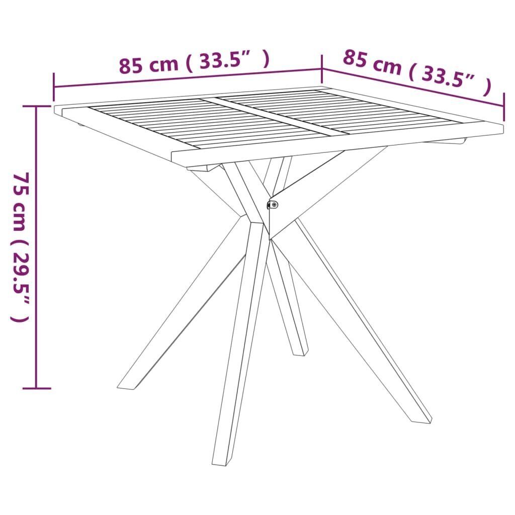 vidaXL aialaud 85 x 85 x 75 cm, akaatsiapuit hind ja info | Aialauad | kaup24.ee