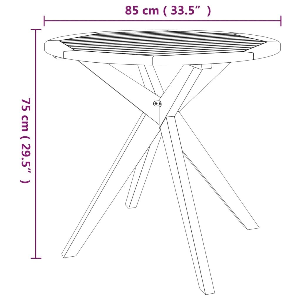 vidaXL aialaud 85 x 85 x 75 cm, akaatsiapuit цена и информация | Aialauad | kaup24.ee