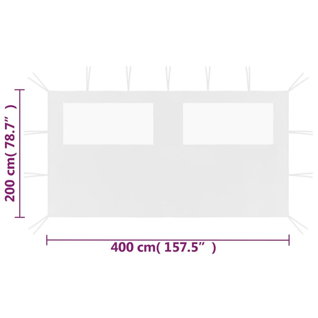 3070424 vidaXL vaatetorn külgsein aknaga 4x2 m valge (315313) hind ja info | Varikatused ja aiapaviljonid | kaup24.ee