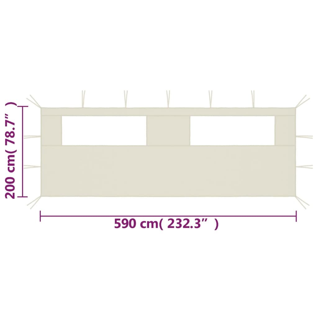 3070413 vidaXL Gazebo Windows 590 x 200 cm kreemiga külgsein (315302) hind ja info | Varikatused ja aiapaviljonid | kaup24.ee