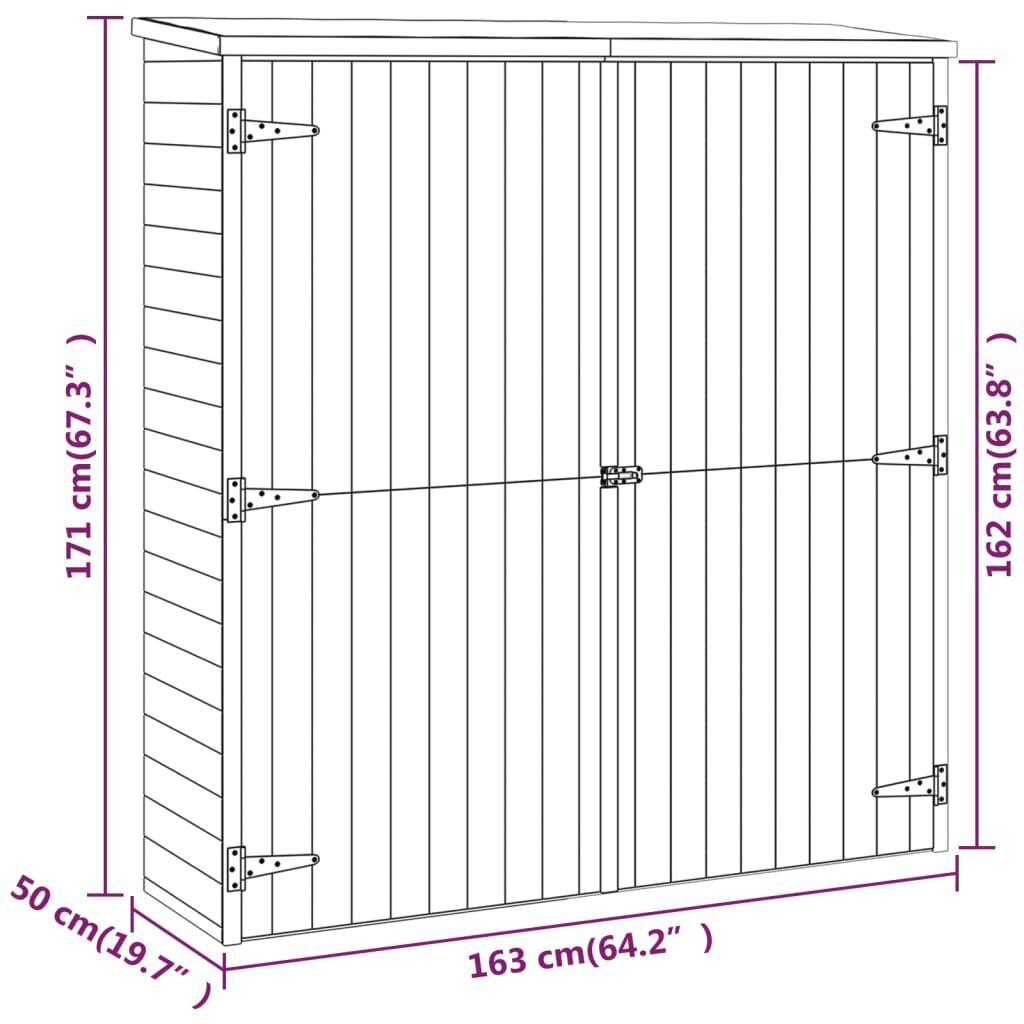 vidaXL aia tööriistakuur, 163x50x171 cm, immutatud männipuit hind ja info | Kuurid ja aiamajad | kaup24.ee