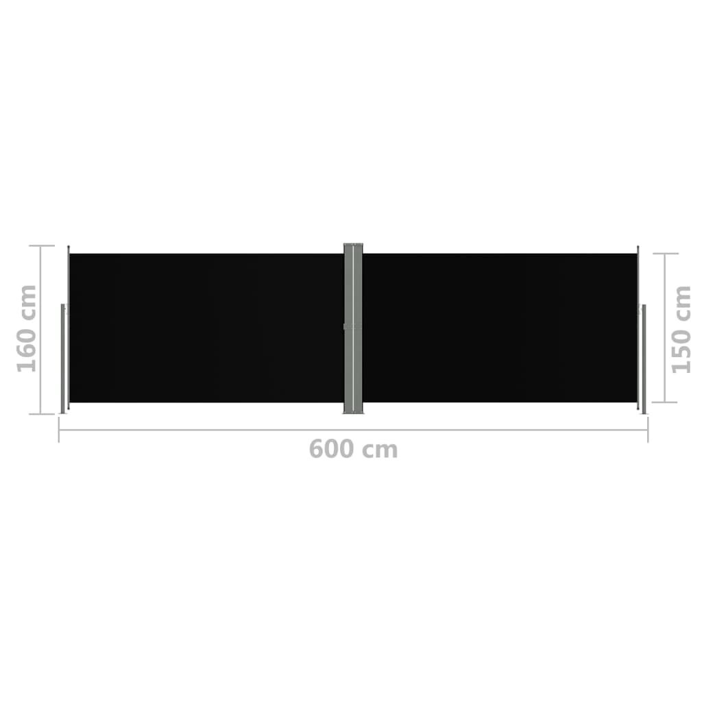 vidaXL lahtitõmmatav külgsein, must, 160 x 600 cm hind ja info | Päikesevarjud, markiisid ja alused | kaup24.ee