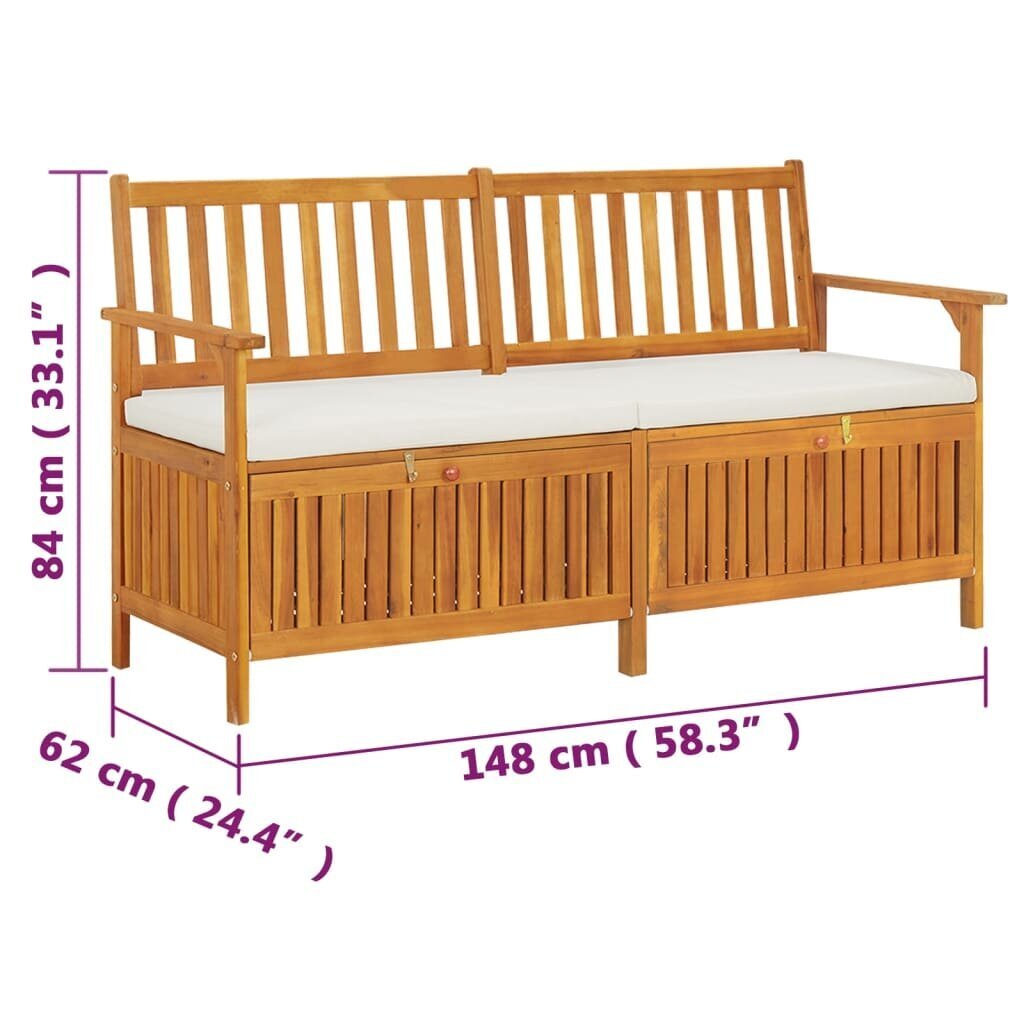 vidaXL hoiupink istmepadjaga, 148 cm, akaatsiapuit цена и информация | Aiapingid | kaup24.ee