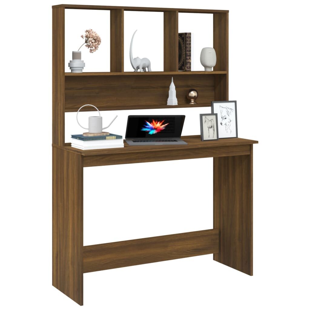 vidaXL kirjutuslaud riiulitega, pruun tamm, 110 x 50 x 76 cm hind ja info | Arvutilauad, kirjutuslauad | kaup24.ee