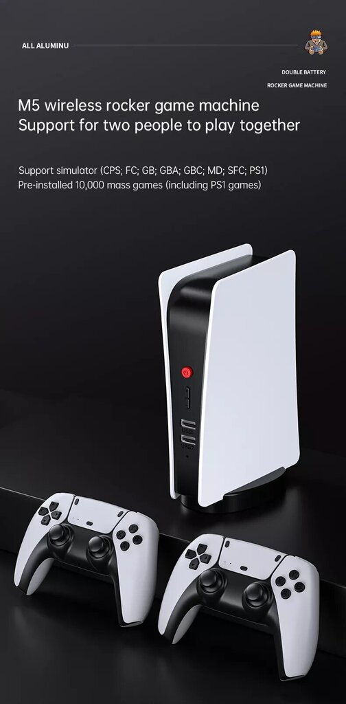 Juhtmevaba TV mängukonsool HappyJoe White M5, 64 GB, 15000+ mängu, PS1 / MAME / GBA tugi hind ja info | Mängukonsoolid | kaup24.ee
