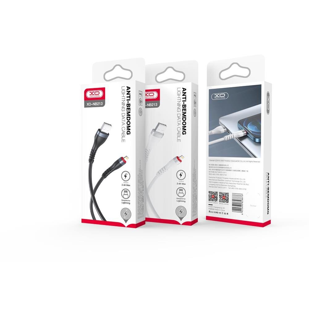 XO cable NB213 USB - Lightning 1,0 m 2,4A black hind ja info | Mobiiltelefonide kaablid | kaup24.ee