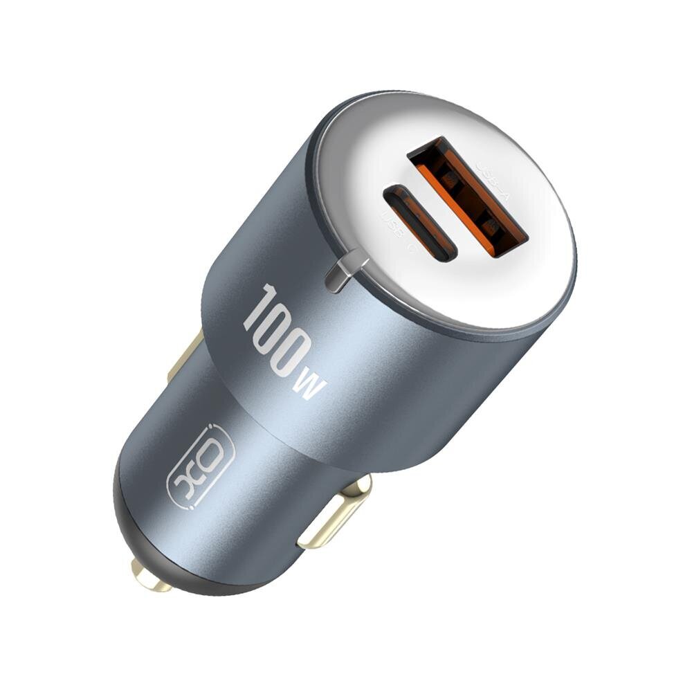 XO car charger CC47 PD QC 3.0 100W 1x USB 1x USB-C dark gray hind ja info | Mobiiltelefonide laadijad | kaup24.ee