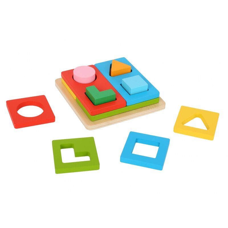 Värviline puidust puzzle - Tooky Toy цена и информация | Imikute mänguasjad | kaup24.ee