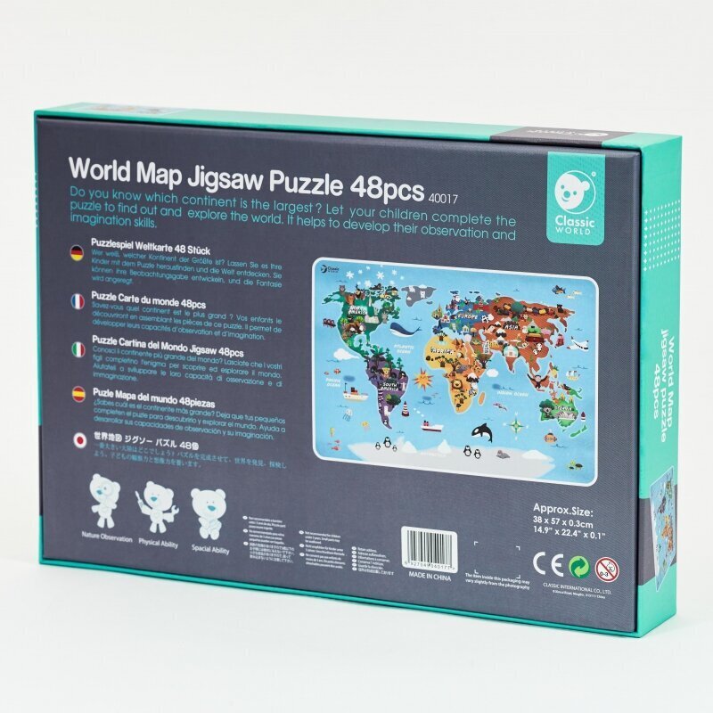 Klassikaline maailmakaart: maailmakaart, 48 tükki цена и информация | Pusled | kaup24.ee