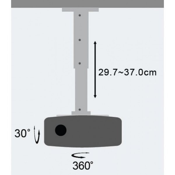 Projektori laekinnitus Techly, 30-37cm reguleeritav, kuni 15kg, hõbedane цена и информация | Teleri seinakinnitused ja hoidjad | kaup24.ee