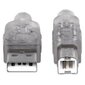 Kaabel Manhattan USB A-B M/M 5,0m, USB2.0 Hi-Speed, hõbedane hind ja info | Kaablid ja juhtmed | kaup24.ee
