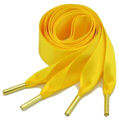 Атласные широкие шнурки 25 мм 120 см, цвет желтый цена и информация | Уход за одеждой и обувью | kaup24.ee