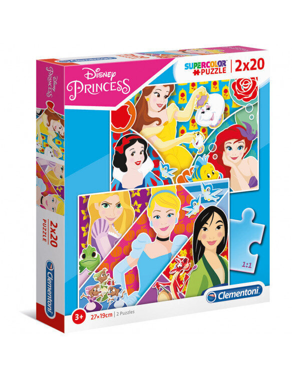 Clementoni: 2 x 20el puzzle. Super Värv Princess цена и информация | Pusled | kaup24.ee