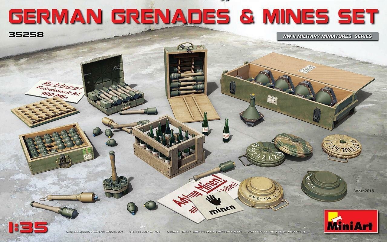 Liimitav mudel MiniArt 35258 German Grenades & Mines Set 1/35 цена и информация | Liimitavad mudelid | kaup24.ee