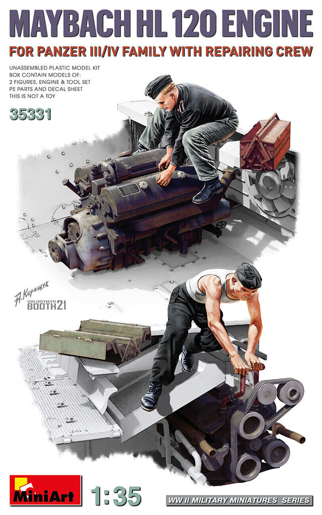 Liimitav mudel MiniArt 35331 Maybach HL 120 Engine for Panzer III/IV Family w/Repair Crew 1/35 цена и информация | Liimitavad mudelid | kaup24.ee