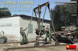 Miniart - German Tankmen with Gantry Crane & Maybach HL 120 Engine, 1/35, 35350 цена и информация | Склеиваемые модели | kaup24.ee