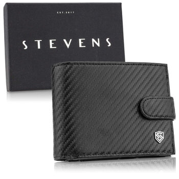 Meeste nahast rahakott Stevens 325A Carbon, must hind ja info | Meeste rahakotid | kaup24.ee