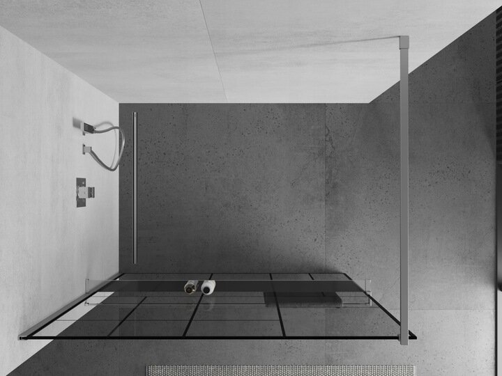 Walk-in dušisein Mexen Kioto+ riiuliga, kroom/must muster, 70,80,90,100,110,120,130,140x200 cm hind ja info | Dušikabiinide uksed ja seinad | kaup24.ee