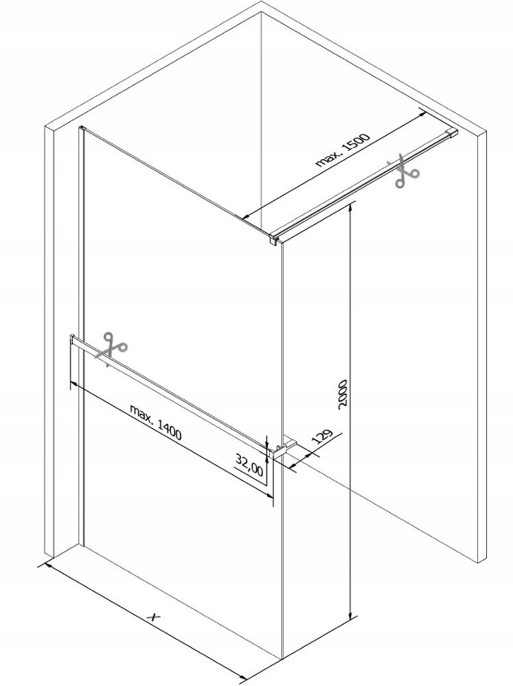 Walk-in dušisein Mexen Kioto+ riiul, kroom/peegel, 70,80,90,100,110,120x200 cm hind ja info | Dušikabiinide uksed ja seinad | kaup24.ee