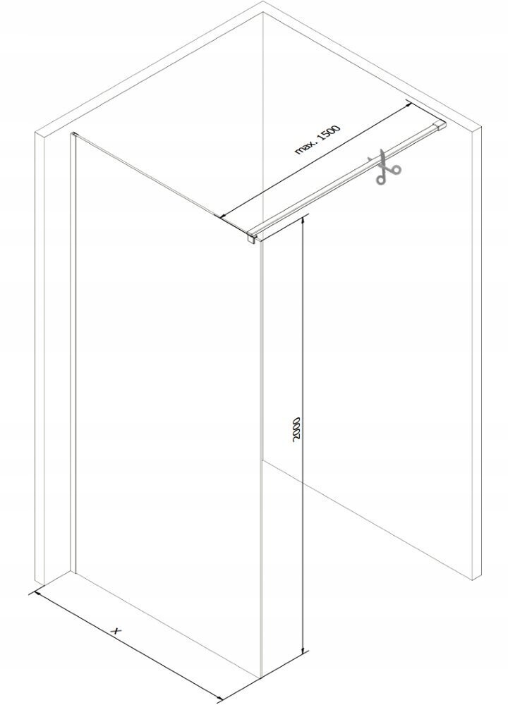 Walk-in dušisein Mexen Kioto, black/poolmatt klaas 70,80,90,100,110,120x200 cm hind ja info | Dušikabiinide uksed ja seinad | kaup24.ee