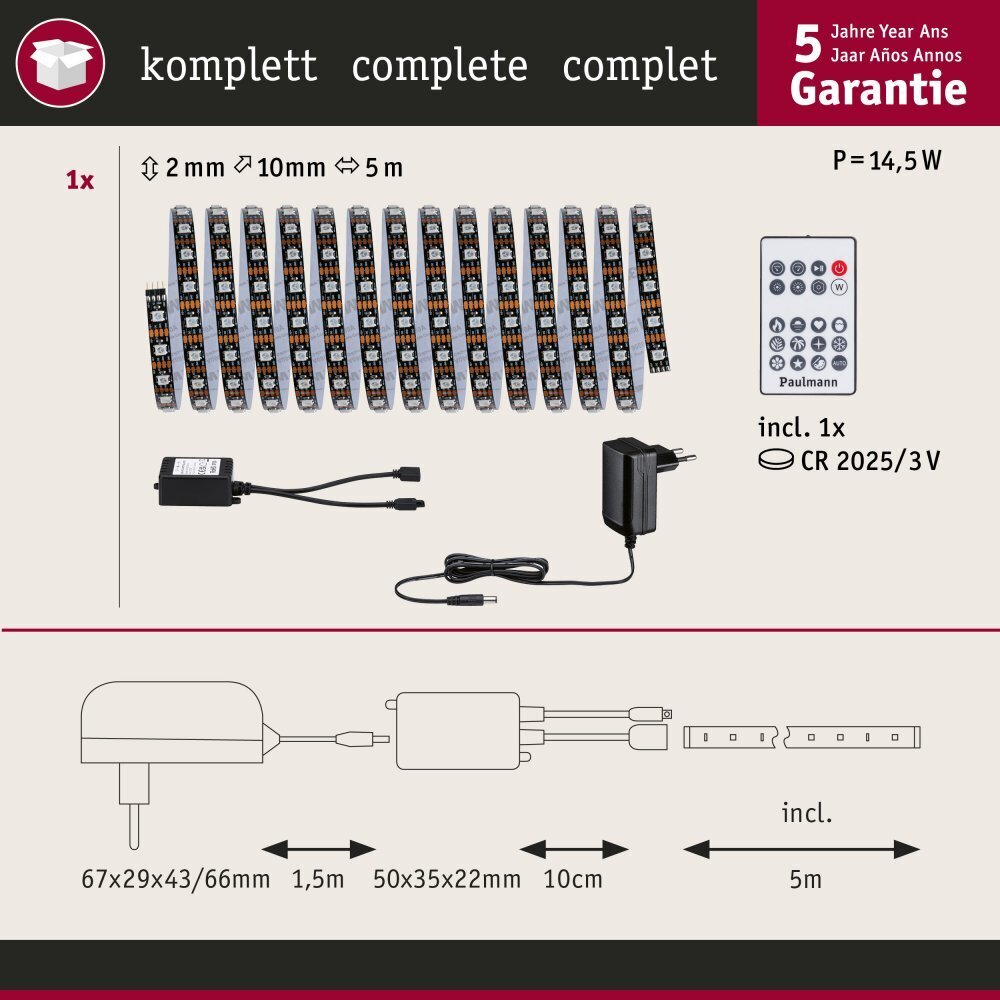 Paulmann LED LED riba Dynamic RGB 5m 10,5W 60LEDs/m RGB+ 15VA hind ja info | LED ribad | kaup24.ee