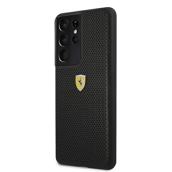 Ferrari FESPEHCS21LBK S21 Ultra G996 must ümbris On Track Perforated цена и информация | Telefoni kaaned, ümbrised | kaup24.ee