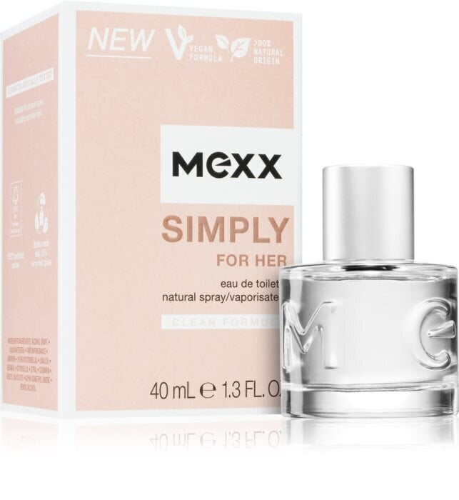 Naiste tualettvesi Mexx Simply EDT, 40 ml hind ja info | Naiste parfüümid | kaup24.ee