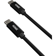 Плетеный кабель YENKEE, 2.0 USB C - USB C, 480 Мбит/с, 20 В / 3 А, 60 Вт, 2 м, алюминиевый корпус, черный цена и информация | Кабели для телефонов | kaup24.ee