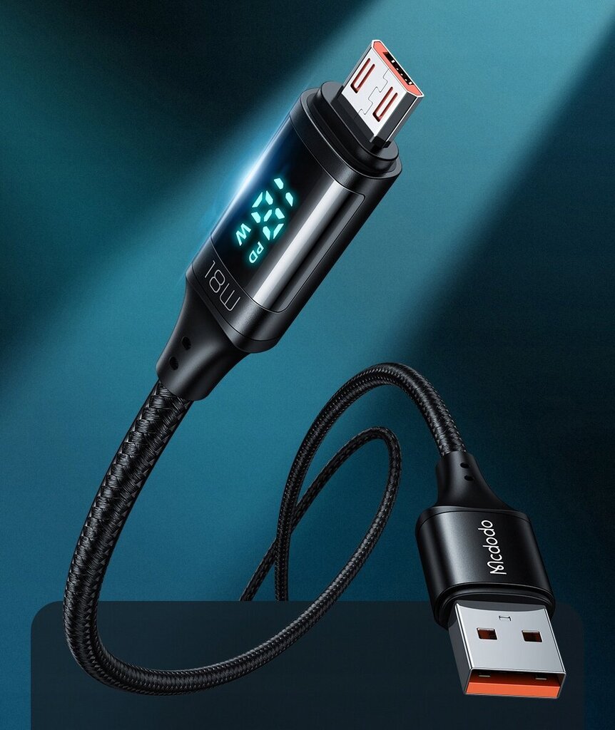 MCDODO DIGITAL PRO QC 4.0 MICRO USB 18W 1.2M TELEFONIKAABEL цена и информация | Kaablid ja juhtmed | kaup24.ee