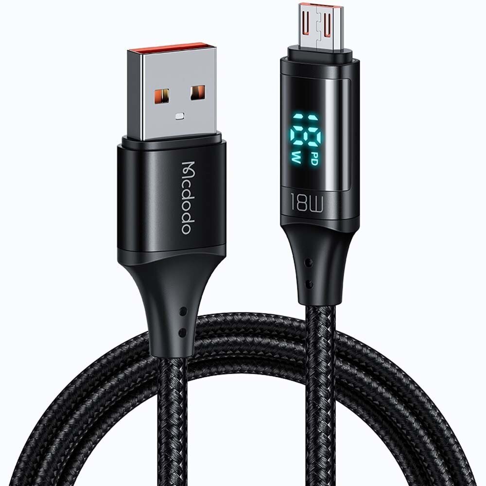 MCDODO DIGITAL PRO QC 4.0 MICRO USB 18W 1.2M TELEFONIKAABEL hind ja info | Kaablid ja juhtmed | kaup24.ee