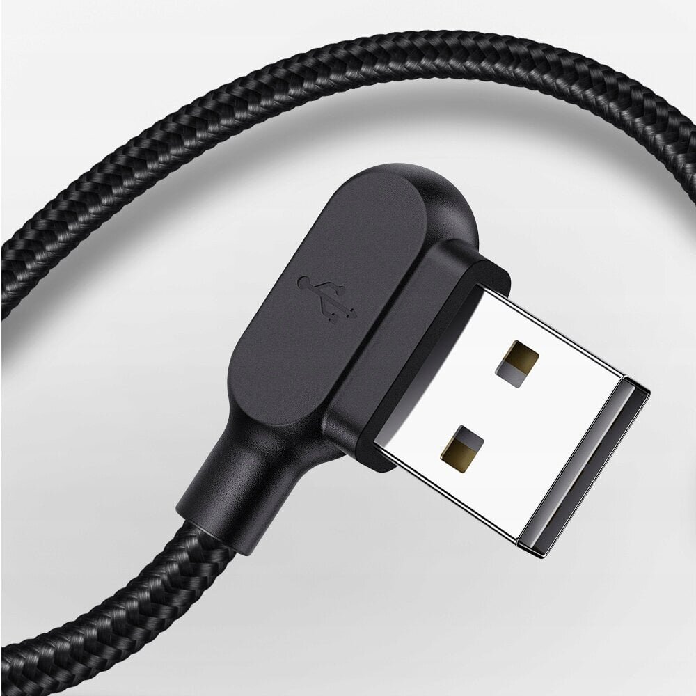 Mcdodo telefonikaabel kiire , 90° nurga all , LED USB TYP C 0,5m must tugev punutisega цена и информация | Kaablid ja juhtmed | kaup24.ee