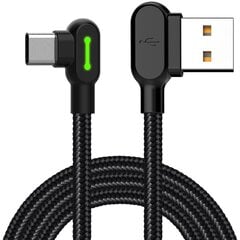 Mcdodo telefonikaabel kiire , 90° nurga all , LED USB TYP C 0,5m must tugev punutisega hind ja info | Kaablid ja juhtmed | kaup24.ee