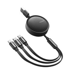 McDodo 3in1 telefonikaabel USB - Iphone , USB-C , microUSB 1.2m must sissetõmmatav CA-7250 цена и информация | Кабели для телефонов | kaup24.ee