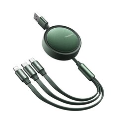 Mcdodo telefonikaabel, 3-in-1, sissetõmmatav, iPhone'ile, Micro USB, USB TYP-C, roheline цена и информация | Кабели и провода | kaup24.ee