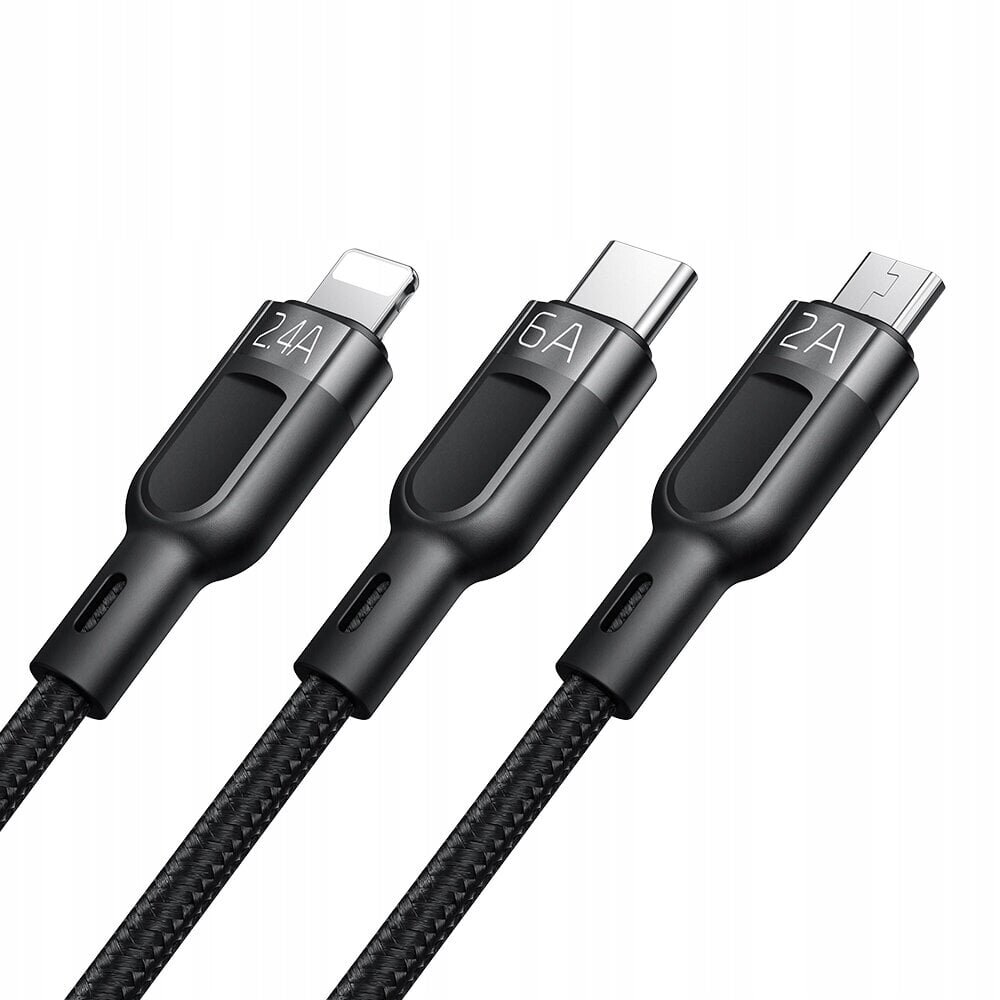 McDodo telefonikaabel, kiirlaadimine, iphone'ile, Micro USB, USB-C 3in1 6A 65W QC 4 1.2m CA-0930 цена и информация | Kaablid ja juhtmed | kaup24.ee