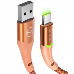 McDodo telefonikaabel, kiirlaadimine, USB-C, USB, 1m, QC 4.0, LED ekraaniga, oranž hind ja info | Mobiiltelefonide kaablid | kaup24.ee