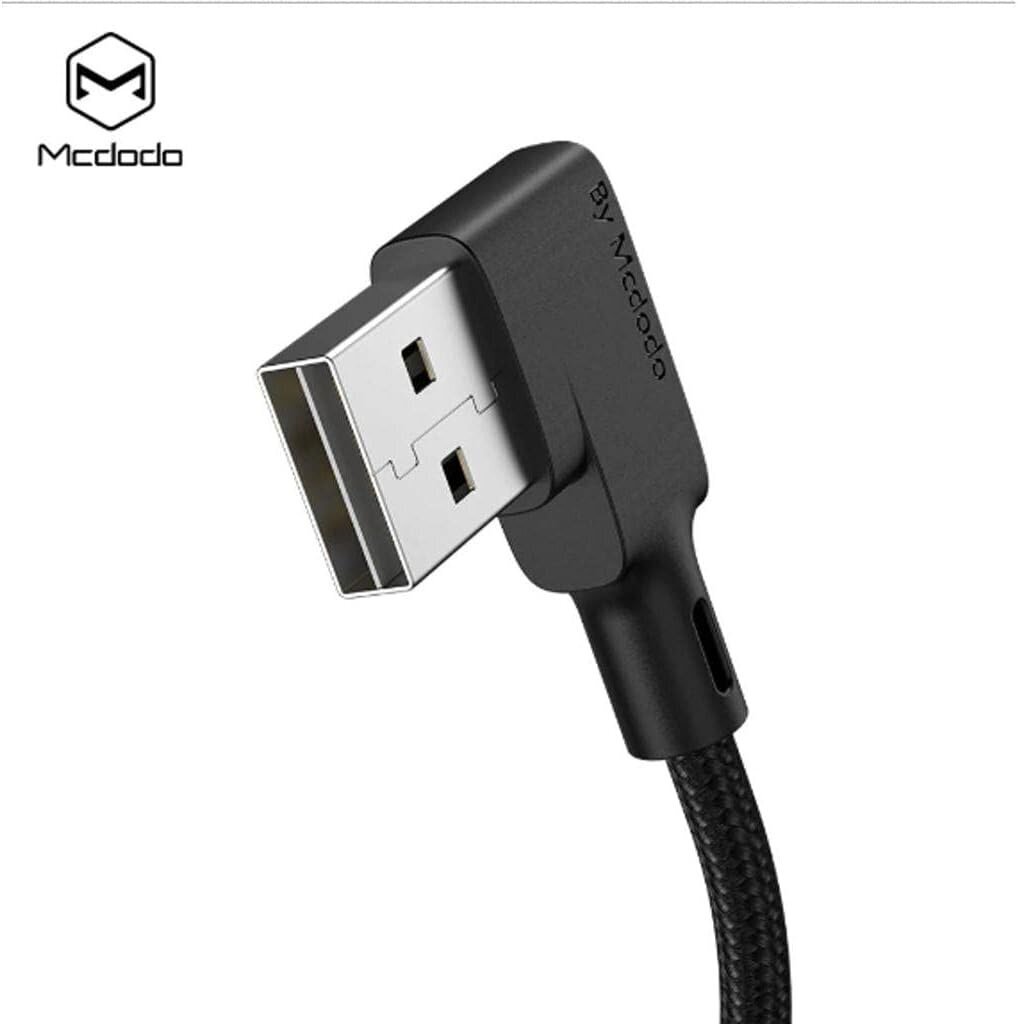 Mcdodo Glue 90° nurgakaabel vedru LED USB tüüp-C 1.8m must цена и информация | Mobiiltelefonide kaablid | kaup24.ee