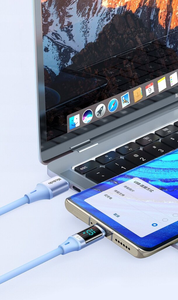 Mcdodo telefonikaabel, DIGITAL PRO, USB-C, USB, TYPE C, 5A, 66W, 1.2m sinine hind ja info | Mobiiltelefonide kaablid | kaup24.ee