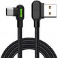 Mcdodo Telefonikaabel Quick , 90° nurga LED, USB-lt USB-C 3m must hind ja info | Mobiiltelefonide kaablid | kaup24.ee