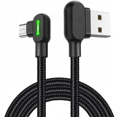 Mcdodo telefonikaabel, kiirlaadimine, 90° LED nurga all, MICRO USB 3m must hind ja info | Mobiiltelefonide kaablid | kaup24.ee