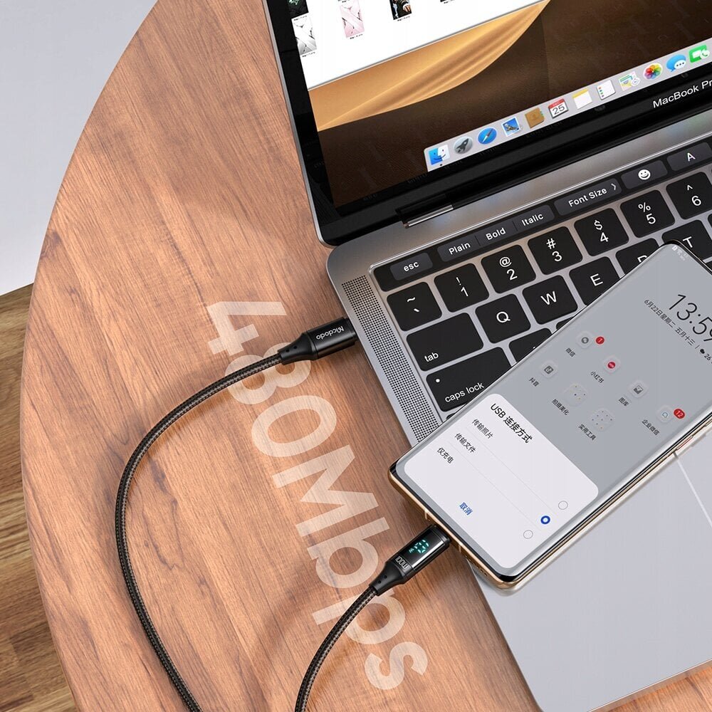 Mcdodo telefonikaabel koos ekraaniga Digital PRO PD USB-C 100W 1.2m цена и информация | Mobiiltelefonide kaablid | kaup24.ee