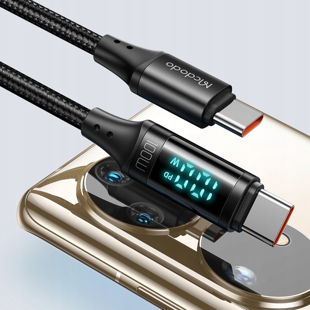 Mcdodo telefonikaabel koos ekraaniga Digital PRO PD USB-C 100W 1.2m цена и информация | Mobiiltelefonide kaablid | kaup24.ee