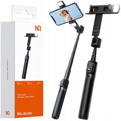 Mcdodo Double Shot selfie stick statiiv bluetooth statiiv must hind ja info | Mobiiltelefonide lisatarvikud | kaup24.ee