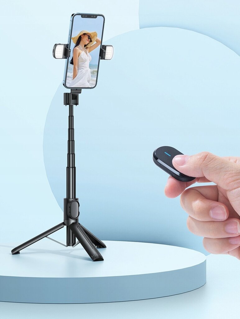Mcdodo Double Shot selfie stick statiiv bluetooth statiiv must цена и информация | Mobiiltelefonide lisatarvikud | kaup24.ee