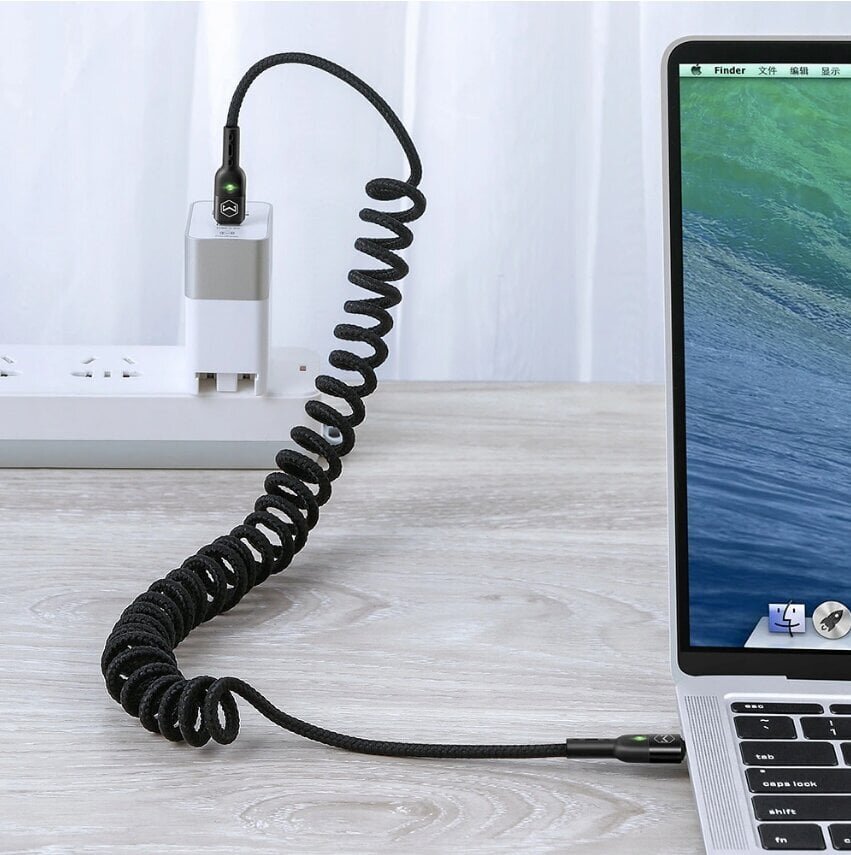 Mcdodo Omega telefonikaabel Spring Fast LED USB Type-C PD 1.8m must цена и информация | Mobiiltelefonide kaablid | kaup24.ee