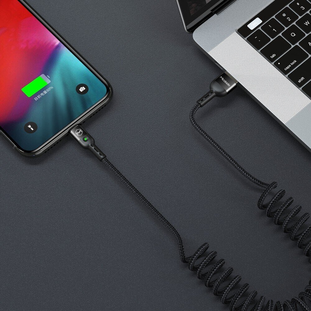 Mcdodo Omega telefonikaabel Spring Fast LED USB Type-C PD 1.8m must цена и информация | Mobiiltelefonide kaablid | kaup24.ee